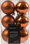 Decoris kerstballen - 12x stuks - 6 cm - koper/cognac bruin -kunststof -kerstversiering