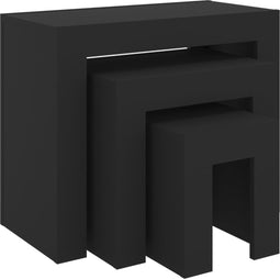 vidaXL - 3-delige - Tafeltjesset - bewerkt - hout - zwart