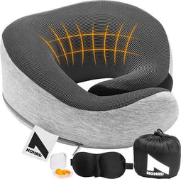NOHRD Nekkussen Vliegtuig - Reiskussen - Memory Foam - 360° Ondersteuning - Grijs