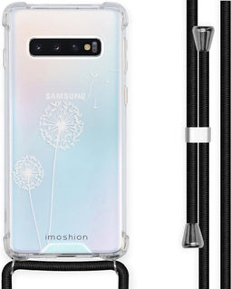iMoshion Hoesje Geschikt voor Samsung Galaxy S10 Hoesje Met Koord - iMoshion Design Hoesje met Koord - Wit / Transparant / Dandelion