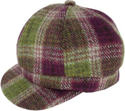 Dames Cap Heide paars en groen - one size - Harris Tweed - Glen Appin of Scotland (kopie)