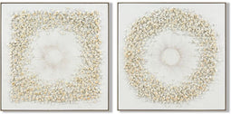 Home ESPRIT - Schilderij - Handgeverfd Cirkels - Wit (2 stuks)
