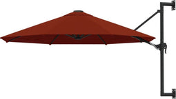 vidaXL - Wandparasol - met - metalen - paal - 300 - cm - terracottakleurig