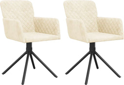 vidaXL - Eetkamerstoelen - draaibaar - 2 - st - fluweel - crèmekleurig