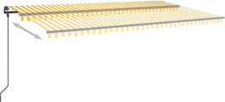 vidaXL - Luifel - automatisch - met - LED - en - windsensor - 6x3,5 - m - geel - en - wit