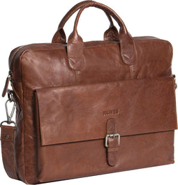 Justified leren aktetas cognac