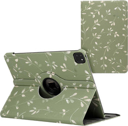 imoshion Tablet Hoes - Geschikt voor iPad Pro 12.9 (2022) / Pro 12.9 (2021) / Pro 12.9 (2020) / Pro 12.9 (2018) - 360° Draaibare Design Bookcase 3 inkepingen - Green Flowers
