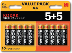 Kodak XTRALIFE - AA Alkaline Batterijen - 10 stuks (5+5 pack)