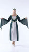dressforfun - Vrouwenkostuum kasteelprinses M - lange jurk van fluweel en chiffon - groen/wit