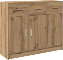 vidaXL - Dressoir - 91x28x75 - cm - bewerkt - hout - artisanaal - eikenkleur