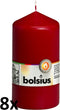 Bolsius Stompkaarsen 8 st 130x68 mm wijnrood