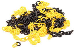 Perel Afzetketting, voor het afbakenen van gevarenzones en beperken van toegang, binnen- en buitengebruik, kunststof, zwart/geel, 10 m, 6 mm