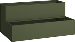 vidaXL - Tuinplanter - 2-Laags - 100x60x45 - cm - Olijfgroen - Staal