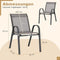 COSTWAY Set van 4 stapelbare tuinstoelen - Ergonomische rugleuning - Metaal en textiel - Grijs (4 stuks)