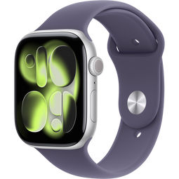 Apple Watch Series 11 - Smartwatch - GPS + Cellular - 46mm Aluminium Sportbandje S/M Zilver (Paars)