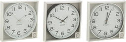 J-Line klok Rond - kunststof - wit/zwart - large - 3 stuks - Ø 40 cm