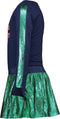 B.Nosy Meisjes Jurk - Shiny fake leather rok - Space blue - Maat 122