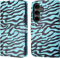 imoshion Hoesje Geschikt voor Samsung Galaxy S24 Hoesje Met Pasjeshouder - imoshion Design Bookcase smartphone - Meerkleurig / Black Blue Stripes