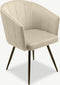 Furnicher BEN Draaibare Eetkamerstoel - Fluwelen bekleding - Modern design - Stalen frame - Beige fluweel - Zwarte poten