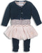 Dirkje - 3-delig Babysuit dress - Jurkje met vestje en legging - Navy + pink