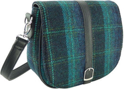 Schoudertas Beauly Blauw met Turquoise ruit - Harris Tweed - Glen Appin of Scotland
