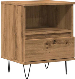 vidaXL - Nachtkastje - 40x35x50 - cm - bewerkt - hout - artisanaal - eikenkleur
