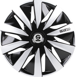 Sparco Wieldoppen Lazio - 15 inch - Sterke bevestigingsring - Zwart/Zilver (4 stuks)