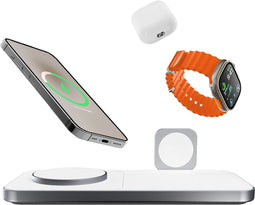 Favolt Site:3 - 3 in 1 Draadloze Oplader - MagSafe Compatibel Apple MFi Gecertificeerd - Silver