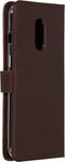 Selencia Hoesje Geschikt voor OnePlus 7 Hoesje Met Pasjeshouder - Selencia Echt Lederen Bookcase - Bruin