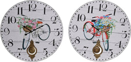 Muurklok DKD Home Decor Fiets Metaal Multicolour Hout MDF (2 Stuks) (58 x 4 x 58 cm)