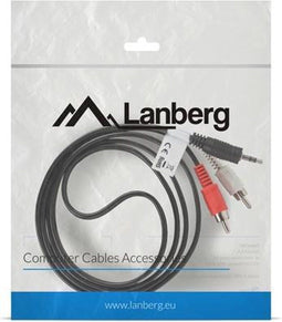 Lanberg CA-MJRC-10CC-0015-BK - 3.5mm naar 2 x RCA Kabel - 1,5 m - Zwart