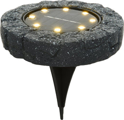 Lumineo Solar grond prikspot/tuinspot - kunststeen - steengrijs - 11 x 2 cm