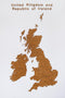 MiMi Innovations® Luxe Houten Landkaart - Muurdecoratie - United Kingdom and Republic of Ireland - 106x61 cm/41.7x24 inch - Bruin