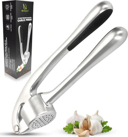 HI NATURE™ knoflookpers - Premium RVS knoflookpers - Ergonomische handgreep - Zilver (RVS)