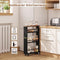 Woltu Keukentrolley - Houten Keukenrek met 3 Niveaus en Wielen - Vintage Bruin Zwart - 47 x 80 x 13 cm