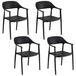 Coast JV13695DK-4 - Stapelbare Eetkamerstoelen - Set van 4 - Zwart (set van 4)