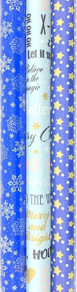 Star and Snowflakes - Cadeaupapier - 3 rollen van 3 meter x 70 cm - Multikleur
