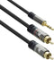 ACT AC3605 - Audio kabel 3.5mm jack naar 2x RCA - Vergulde connectoren - Zwart