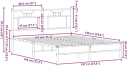 vidaXL - Bedframe - zonder - matras - hout - sonoma - eikenkleurig - 140x190 - cm