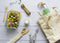 Lunchbox inclusief Bestekset, Bamboe, 1 liter - Pebbly