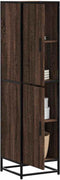 vidaXL - Hoge - kast - 35,5x35x139 - cm - bewerkt - hout - en - metaal - bruin - eiken