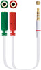 Nanocable 10.24.1201 - Kabel Audio Jack Splitter - 3,5 mm Mannelijk/Vrouwelijk - Wit Zwart