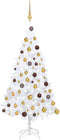 vidaXL - Kunstkerstboom - met - verlichting - en - kerstballen - 120 - cm - PVC - wit