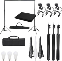 vidaXL - Fotostudioset - met - verlichtingsset - en - achtergrond