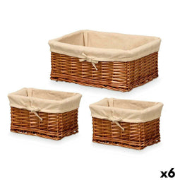 Mandenset Kipit HX31449S/3 Natuurlijk Polyester vlechtwerk Stof 50 % katoen 39 x 16 x 30 cm (6 St...