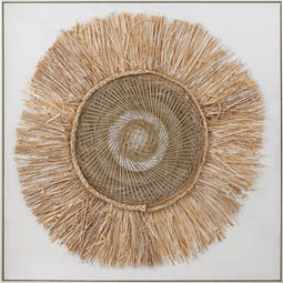 J-Line wanddecoratie Ibiza Cirkel - canvas/verf - creme/wit - large