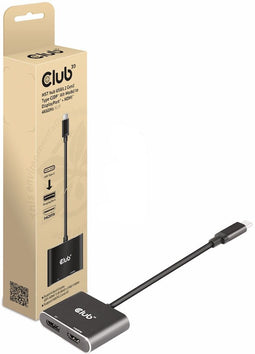 Club 3D CSV-1552 - MST hub USB3.2 Gen2 Type-C(DP Alt-Mode) naar DisplayPort + HDMI 4K60Hz - Zwart
