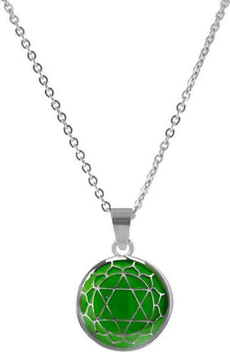 CO88 Collection Chakra 8CN 26003 Stalen Collier met Hanger - Glazen Heart Chakra Ø 15 mm - Lengte 42 + 5 cm - Groen