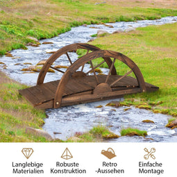 Coast Garden Bridge - Houten vijverbrug met dubbele halfwielleuning - 101,5 x 48,5 x 38 cm