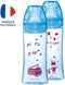 DODIE Lot van 2 anti-koliek flessen Initiation + - 330ml - BLAUWE BRANDWEER - ronde spenen 3 snelheden stroom 3